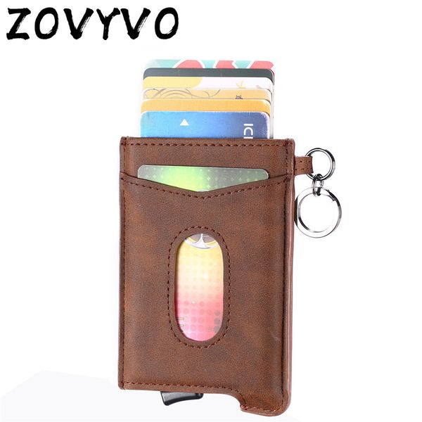 

zovyvol 2020 anit-theft wallet for men and women automatic -up card case carbon fiber rfid blocking credit id card holder, Red;black