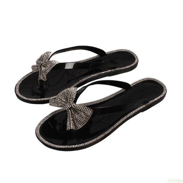 

summer women's shoes bling slides rhinestone flip-flops black slippers fashion beach flip-flops