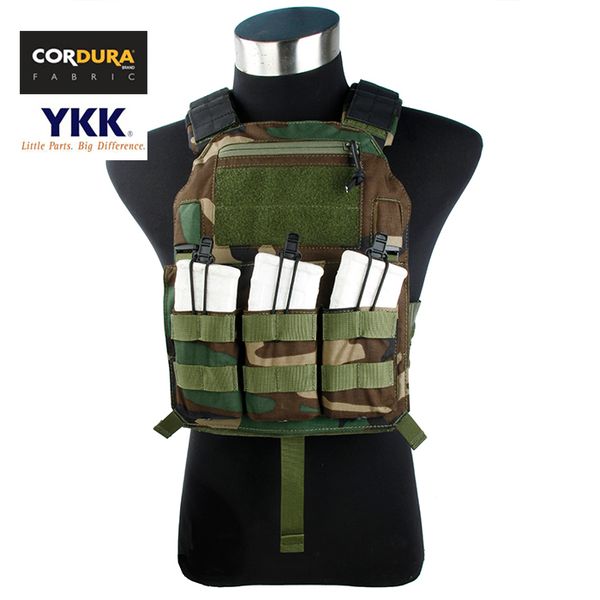 

tmc cordura woodland 4020 plate carrier light low profile molle tactical vest(sku051022, Camo;black