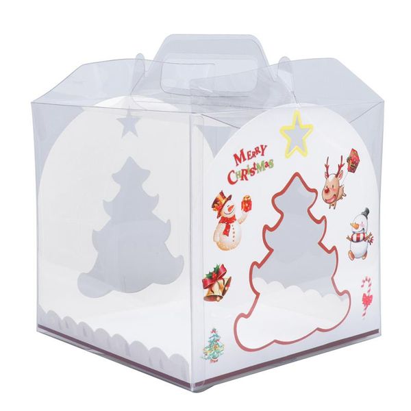 

christmas cake boxes transparent cake case food containers gift with handle for dessert house bakery disposable kitchenware