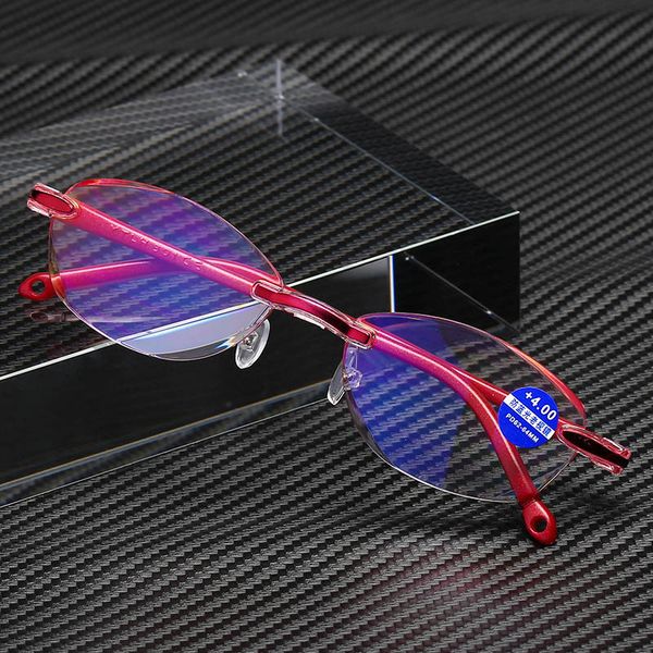 

womens fashion cut anti-blue lens rimless reading glassess red frame elegant +1.0 +1.5 +2.0 +2.5 +3.0 +3.5, White;black