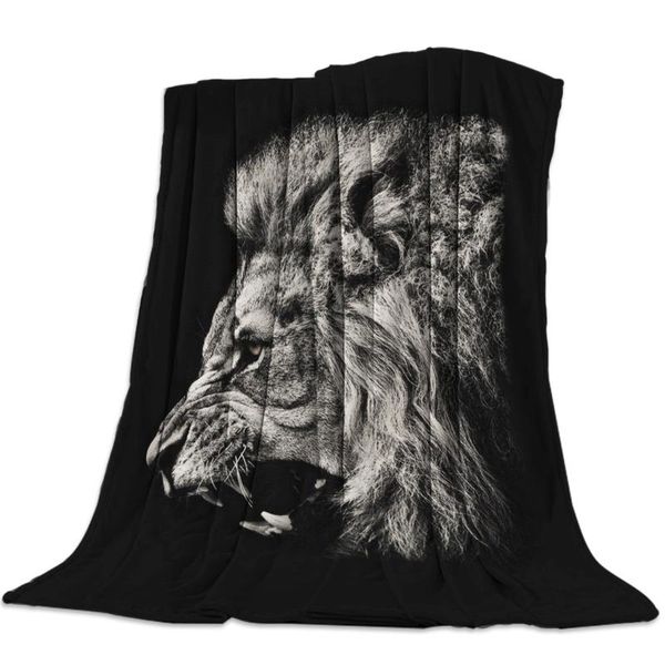 

roaring lion black nap blanket super soft cozy coral fleece throw blanket bedspread for couch throw travel home textile
