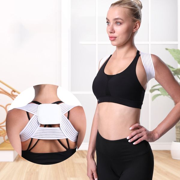 

spine posture corrector breathable protection back shoulder correction band adjustable humpback back pain relief corrector brace, Black;blue