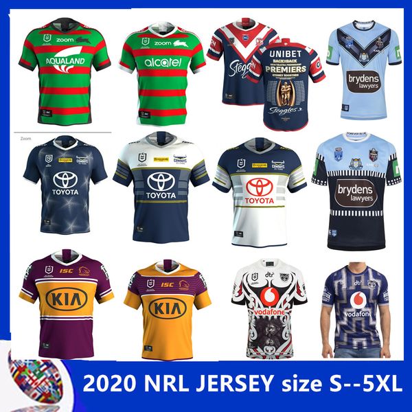 

2020 brisbane broncos australis sydney roosters rugby jersey 2020 holden blues warrior north queensland cowboys home jersey size s-5xl, Black;gray