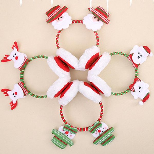 

christmas children ear muffs winter warm santa claus cute plush earmuffs party accessories for women ear winter cover #2f, Blue;gray
