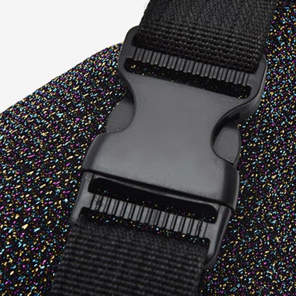 

double zipper waist bag shiny gold gauze pocket purse travel chest bag x7xc