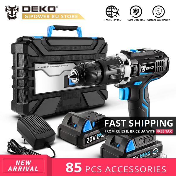 

deko gcd20du3 20v max lithium battery diy power driver variable speed electric screwdriver impact cordless drill with led light