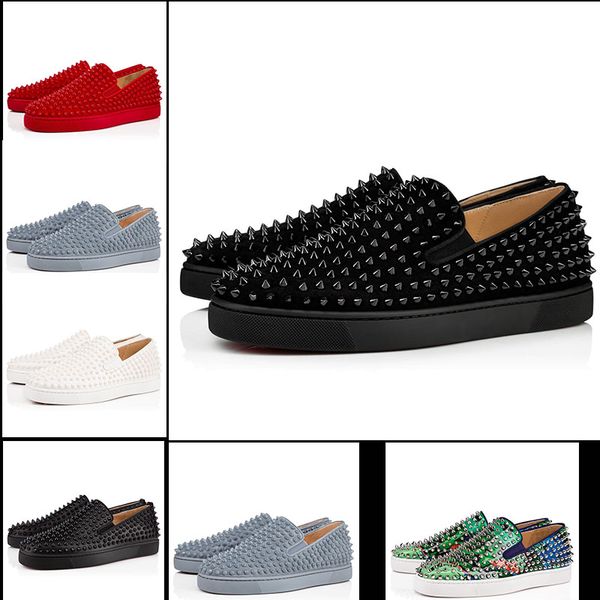 

design fashion nail lok fu dress red bottom casual shoes party wedding leather spikes lace casual shoes, Black