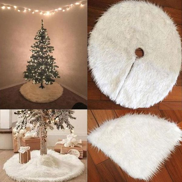 

snow plush christmas tree skirt base floor mat cover christmas tree carpet decorations for home new year xmas