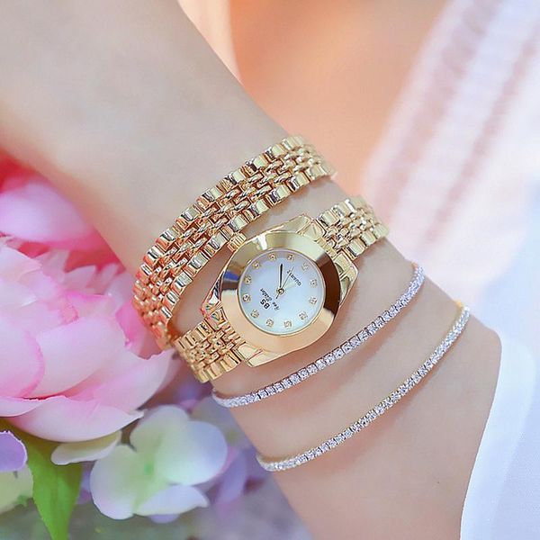 

women watches fashion creative gold ladies quartz watch women bracelet wristwatches relogio masculino, Slivery;brown