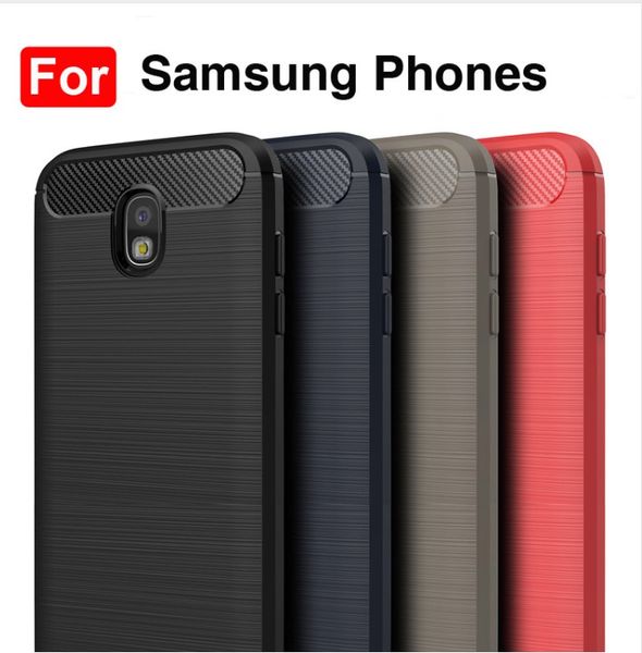 Kohlefaser-Silikon-TPU-Hülle für Samsung Galaxy S8 S9 Note 8 9 J4 Plus J6 J2 Pro J8 A6 A8 2018 Telefonabdeckung