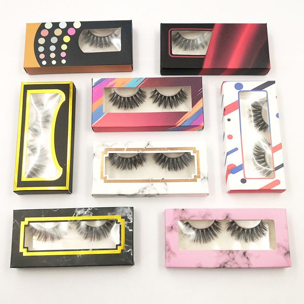 

3d faux mink lashes false eyelashes 1 2 pair thick natural long multilayer fiber eye lash with eyelash packaging box