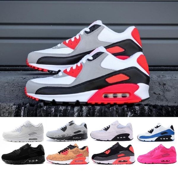 

2019 90 sneakers mens shoes classic men women running shoes black red white sports trainer air cushion surface breathable sports shoes 36-45