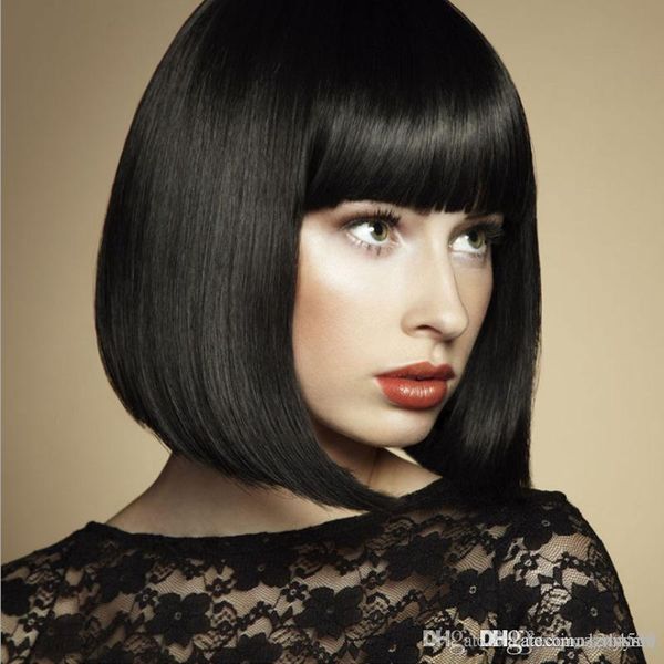 

женские милые короткие аккуратные зажимы для чёлок на передней опрятной чёлке с бахромой в волосах прямые волосы парик украшение для волос, Black