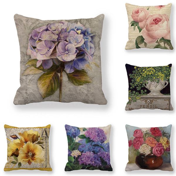 

45cm*45cm cushion cover retro big flower design linen/cotton cover cushion sofa and home decorative pillow