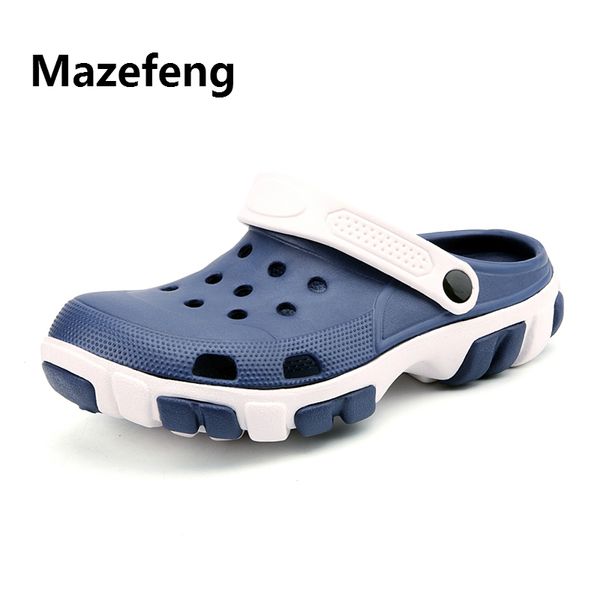 

mazefeng new summer slides men beach slippers flat men outdoor garden slippers casual male antiskid slides hollowed out, Black