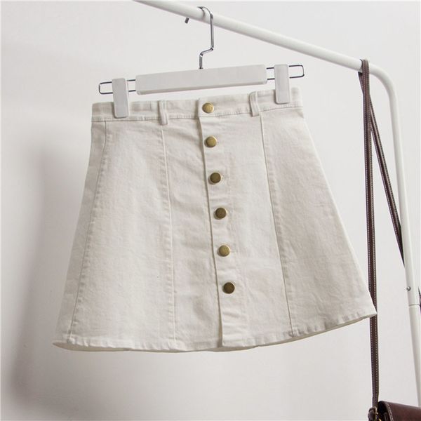 

summer women's denim skirt high waist button up kawaii white black denim skirts women clothes mini short skirt jeans