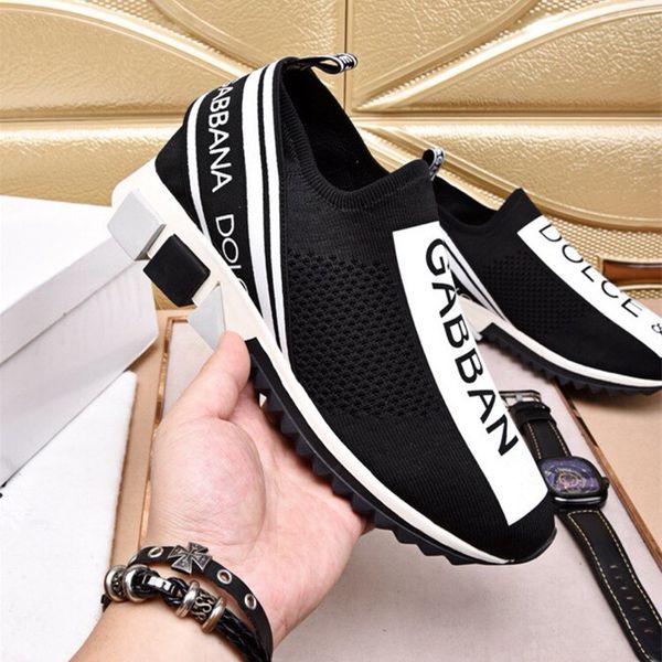 

new luxury mens designer shoes black knit branded sorrento mesh sneakers casual shoes with box