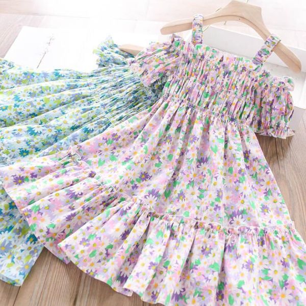 

дети одежда летние девочки цветочный принт ремень платья хлопка детей платья для девочек оптом, Red;yellow