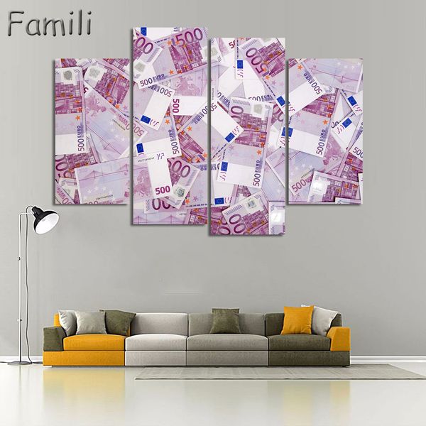 

Printed Canvas Painting Banknotes Wall Art Posters 4Pcs Unframed Modular Paintings Hot Cuadros Decor HD Wall Pictures For Home