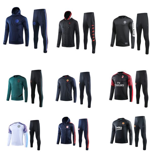 

new men/sport outdoors madrid ajax apparel athletic soccer football running wear tracksuits 2019 2020 run training sets uniforms, Black;blue