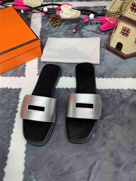 

with box] 2019 new h designers rubber bottom sandals women slippers fashion leather flip flops women beach casual slipper 35-41, Black