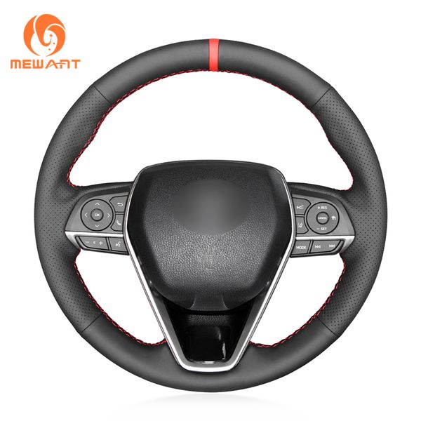 

mewant genuine leather hand sew car steering wheel cover for camry 2018-2019 avalon 2019 corolla 2019-2020 rav4 2019