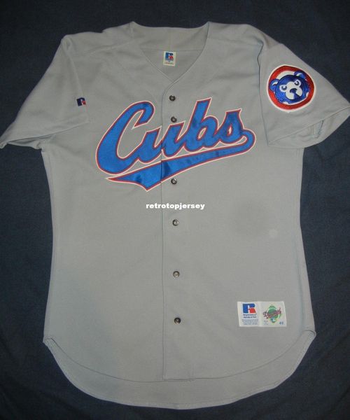 

retro russell athletic chicago grey jersey 1994 style blank sandberg mens stitched baseball jerseys, Black;blue