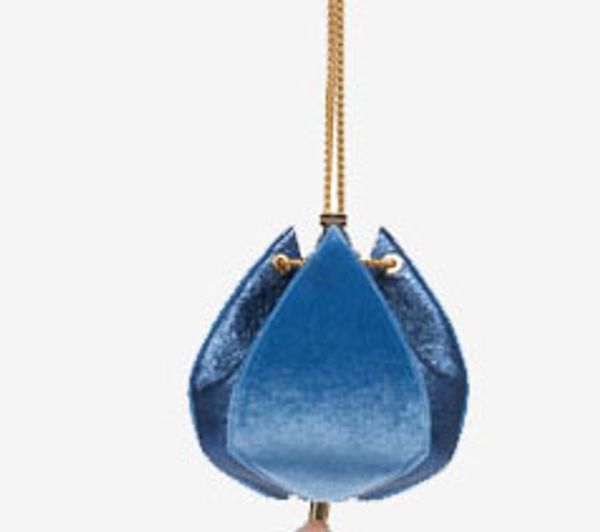 

designer-women totes british style metallic leather velvet feather trim lantern exquisite flower bud drawstring handle shoulder bags