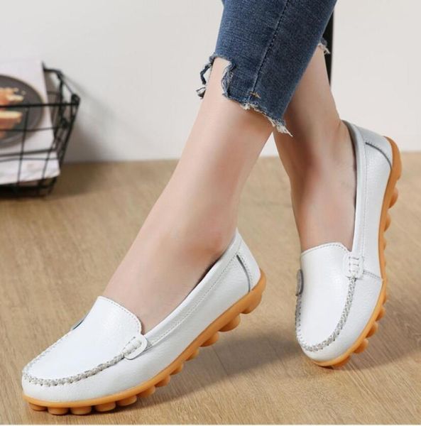 

large size 35-44 woman shoes 2019 genuine leather women shoes flats black loafers slip on women's flat moccasins soft shoe