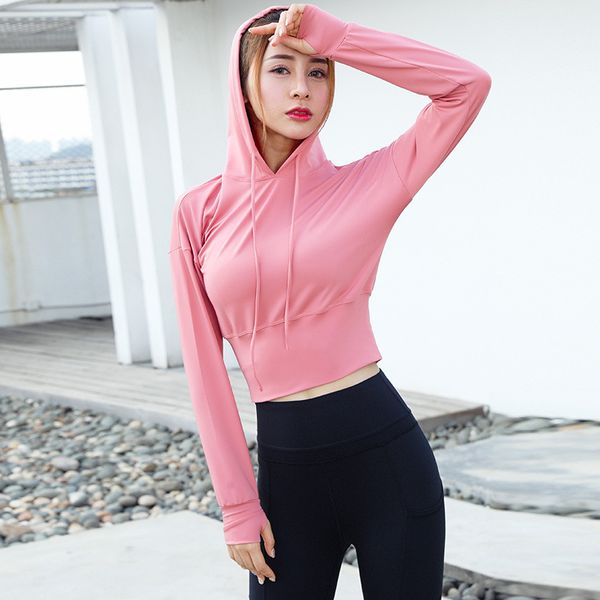 

women hooded sport jackets pink yoga shirts autumn running shirts gym fitness clothes women sportswear slim workout jacket, White;red