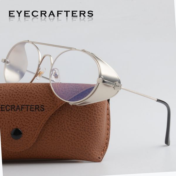 

2019 mens womens round fashion retro vintage shield eyewear shades ro metal punk sunglasses gothic steampunk sunglasses, White;black