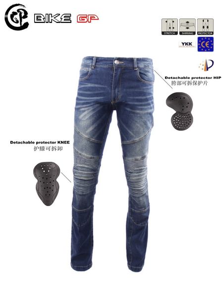 

original bike gp gpp01 motorcycle jeans pants popular brands riding pants casual send 4 protectors blue, Black;blue