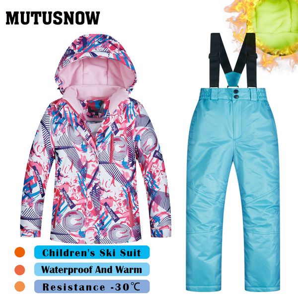 

girls ski suit children's brands thick skiwear windproof waterproof snow warm child new winter snowboard suit fshy