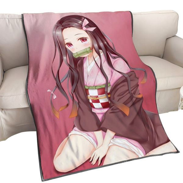 

anime demon slayer kimetsu no yaiba blanket cosplay diy custom soft cloak flannel warm air blankets 150*100cm