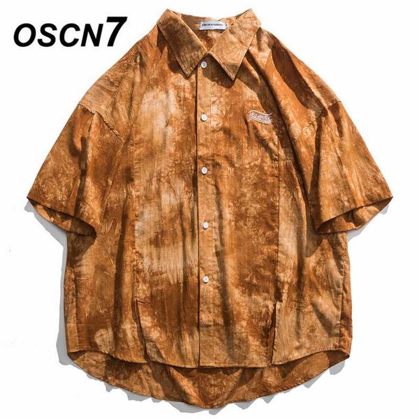 

oscn7 casual street printed short sleeve shirt men 2020 hawaii beach oversize women fashion harujuku shirts for men 40272, White;black
