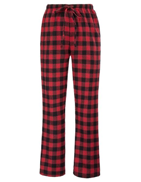 

zexxxy women's sleep pants grid pattern elastic waist cotton pajama lounge sleep pants vintage classy red plaid trousers, Black;red