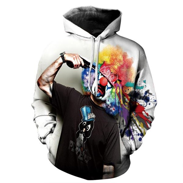 

autumn winter fashion men women hoodies with cap print gun clown hooded hoody sweatshirt 3d lovely tracksuits fit, Black