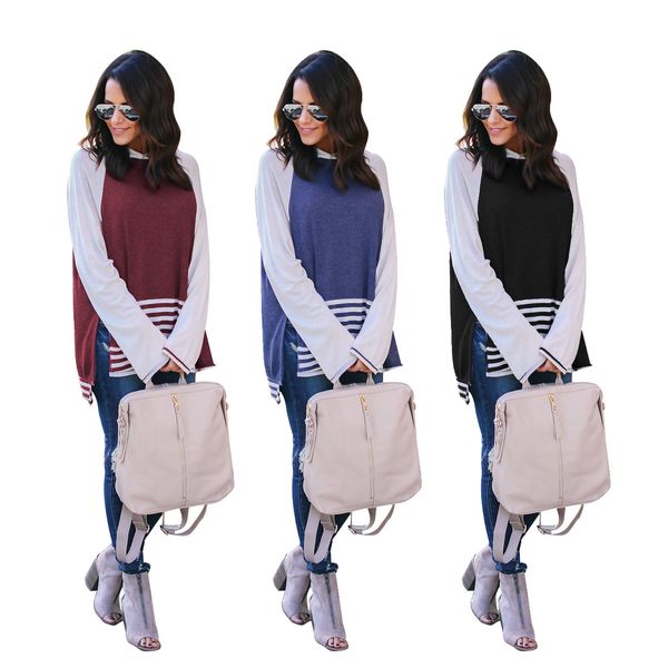 

европейские и американские топы одежда повседневный blend, женская сращивания хлопок stripe толстовка строчка hat одежда свитер, Black