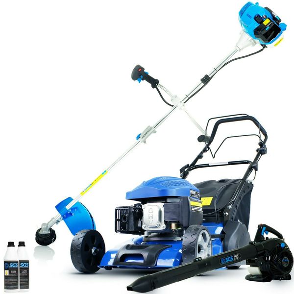 

52cc petrol grass trimmer, hyundai lawn mower, 26cc 3in1 leaf blower & 2