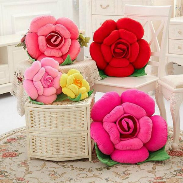 

1pc 3d plush toys rose pillow home sofa cushions patchwork flower cusions pillow wedding party with filling valentine's day gift