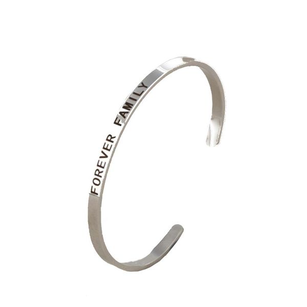 

grade stainless steel cuff-bangles jewelry woman men bracelets lettering forever family inspired engraved couple gift width 4mm, Black