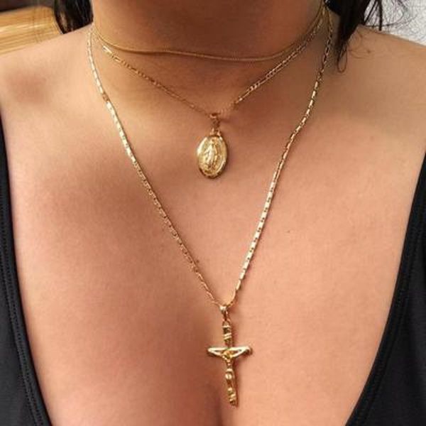 

notre dame necklaces multilayer cross pendant necklace female personality necklace jewelry for women dhl wholesale, Silver