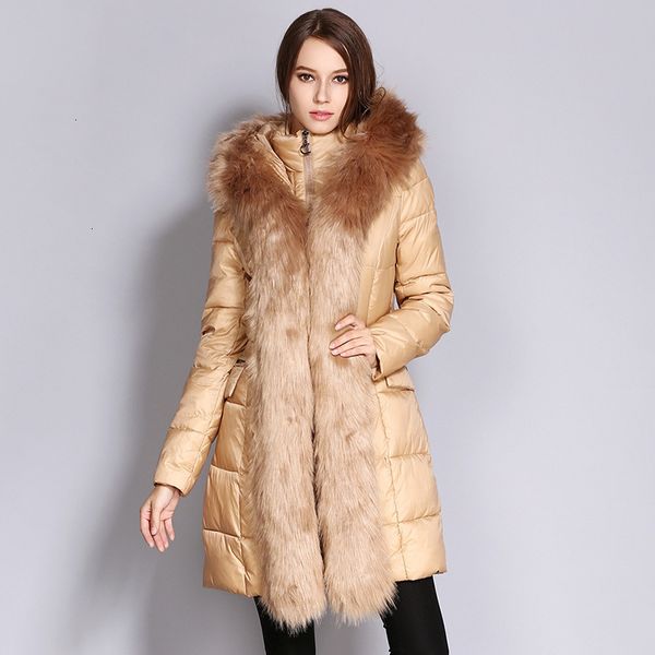 

parka women winter jackets long cats accidental big fur crow capuchon jackets women thick parka women's overcoat 2019, Black