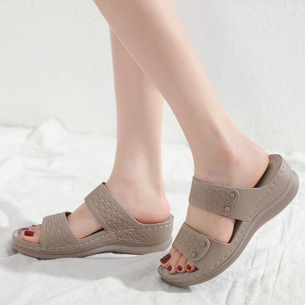 

summer women sewing soft beach outdoor vacation casual slippers shoes ladies platform slippers shoes scarpe donna 2020 #g2, Black