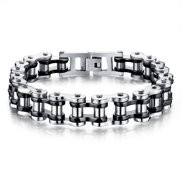 

punk rock heavy metal bracelet trinket for men charm vintage stainless steel locomotive chain cool bracelet fashion jewelry gift, Black