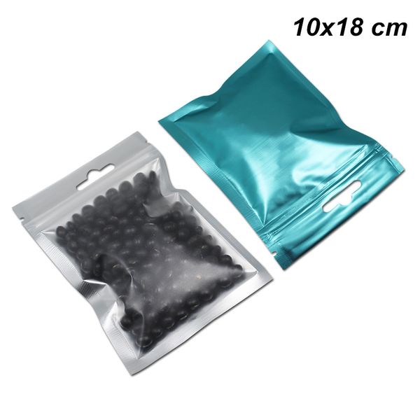 

10x18 cm 100pieces blue front clear mylar foil reusable packing pack bag self sealable aluminum foil zipper lock dry food storage pouches