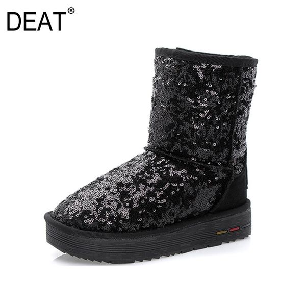 

deat] 2019 round toe bling casual personality velvet shoes women snow short snow boots new spring autumn fashion tide 10e130, Black