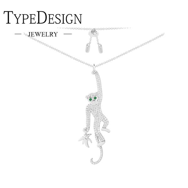 

type jewelry silver diamond monkey necklace