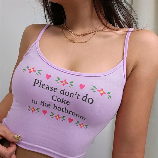 

crop women please don't do coke in the bathroom letter print funny cropped 2019 summer halter camisole tank, White